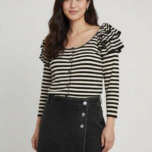 H&M Women's Black and Cream Stripe Cardigan